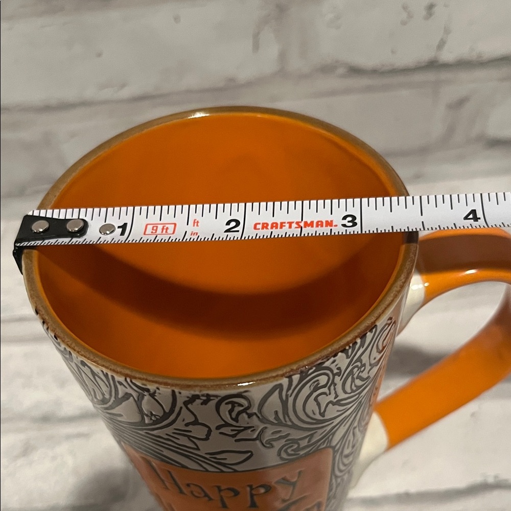 Halloween Themed coffee Mug with Orange Handle black white Spectrum - Picture 7 of 8